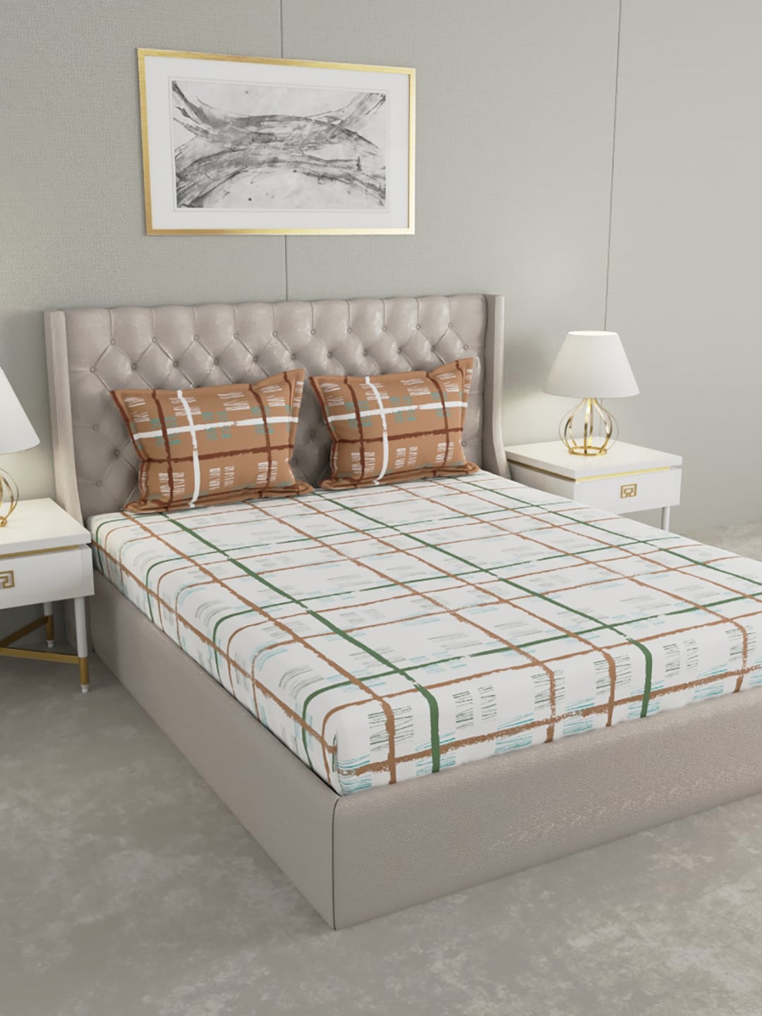 Raymond Home White & Brown Geometric 140 TC Pure Cotton Queen Bedsheet & 2 Pillow Covers
Raymond Home White & Brown Geometric 140 TC Pure Cotton Queen Bedsheet & 2 Pillow Covers