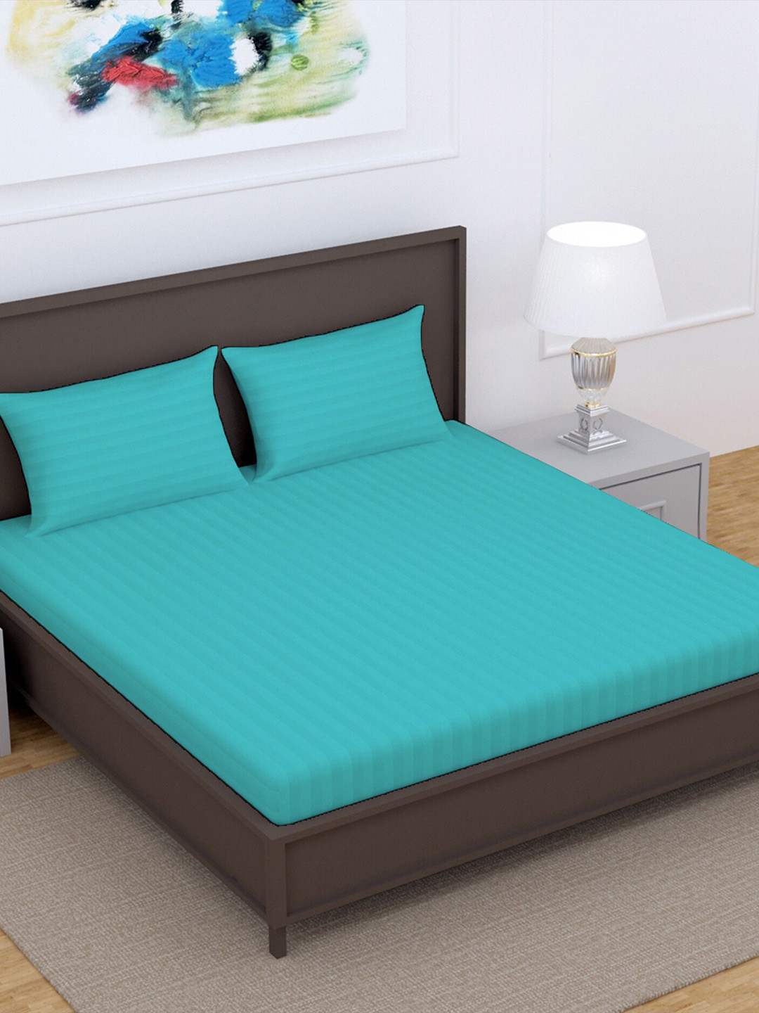 Divine Casa Turquoise Blue Striped 220 TC Pure Cotton King Bedsheet with 2 Pillow Covers
Divine Casa Turquoise Blue Striped 220 TC Pure Cotton King Bedsheet with 2 Pillow Covers