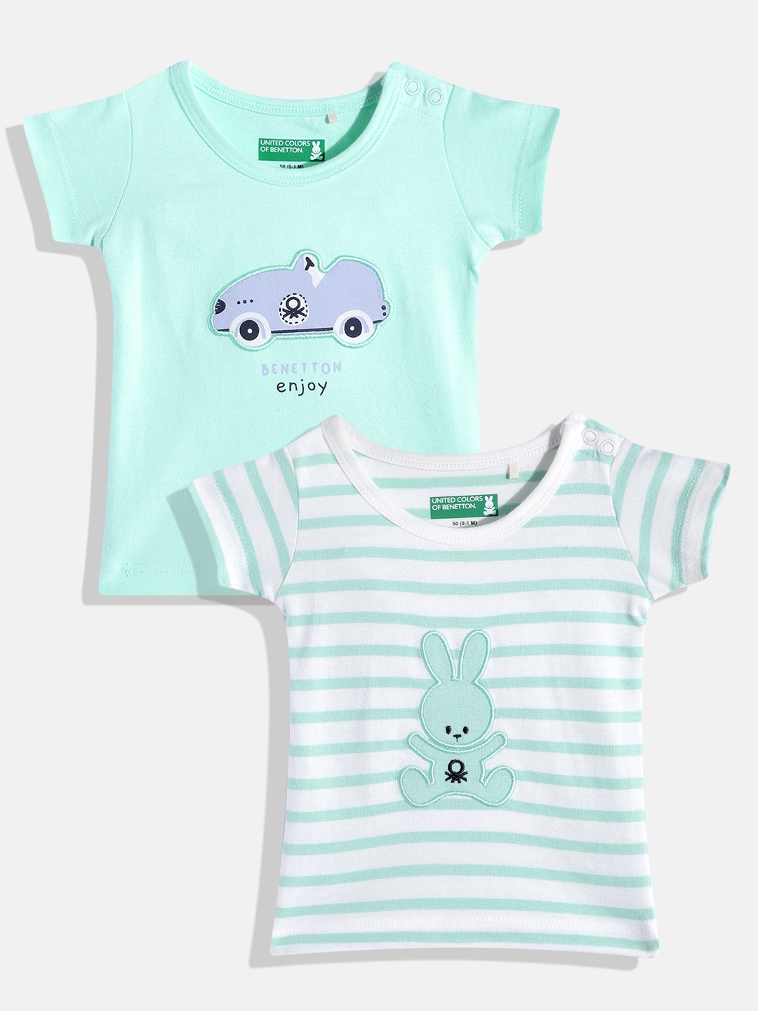 United Colors of Benetton Infant Boys Pack of 2 Pure Cotton Applique Detail T-shirts, Green
United Colors of Benetton Infant Boys Pack of 2 Pure Cotton Applique Detail T-shirts, Green