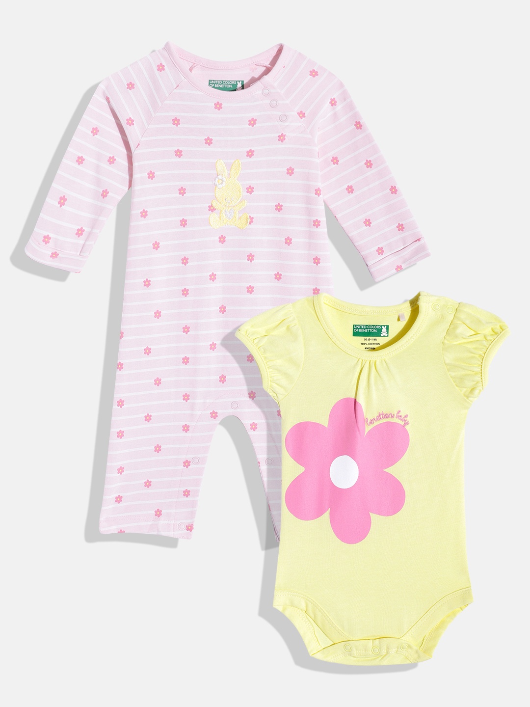 United Colors of Benetton Infant Girls Pack of 2 Printed Pure Cotton Rompers & Bodysuit, Pink
United Colors of Benetton Infant Girls Pack of 2 Printed Pure Cotton Rompers & Bodysuit, Pink