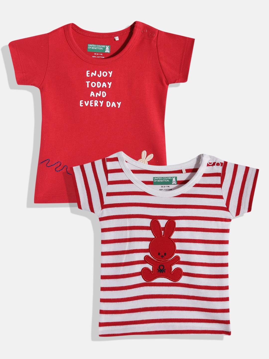 United Colors of Benetton Infant Boys Pack of 2 Pure Cotton Applique Detail T-shirts, Red
United Colors of Benetton Infant Boys Pack of 2 Pure Cotton Applique Detail T-shirts, Red