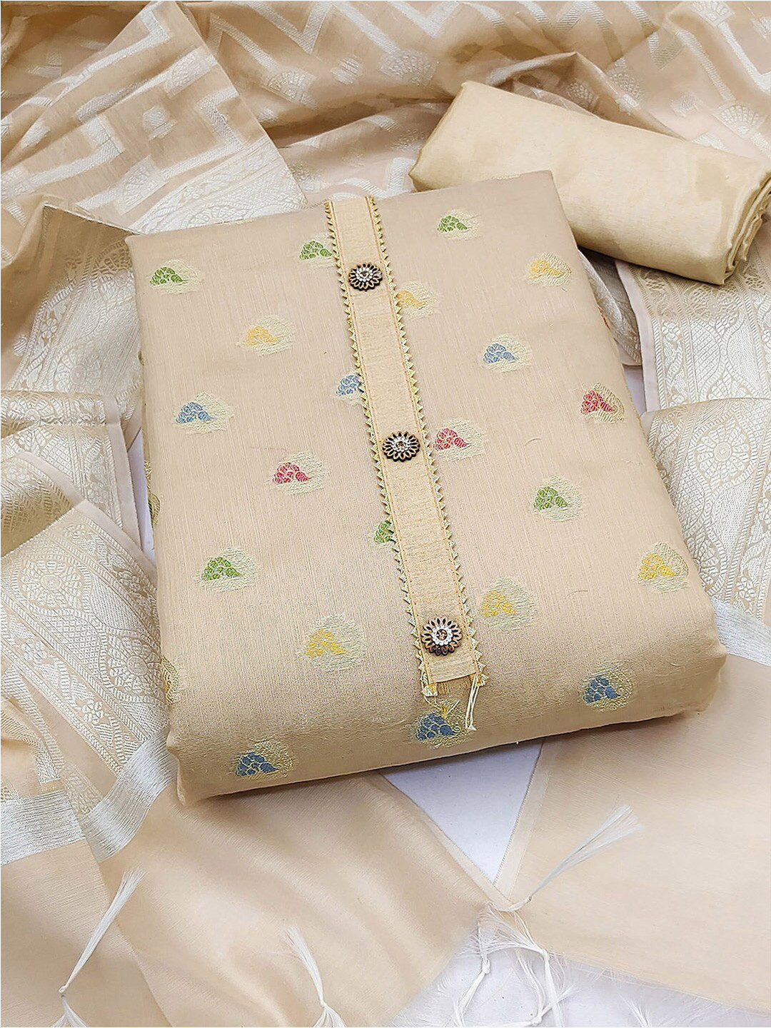 KALINI Woven Design Unstitched Dress Material, Beige
KALINI Woven Design Unstitched Dress Material, Beige