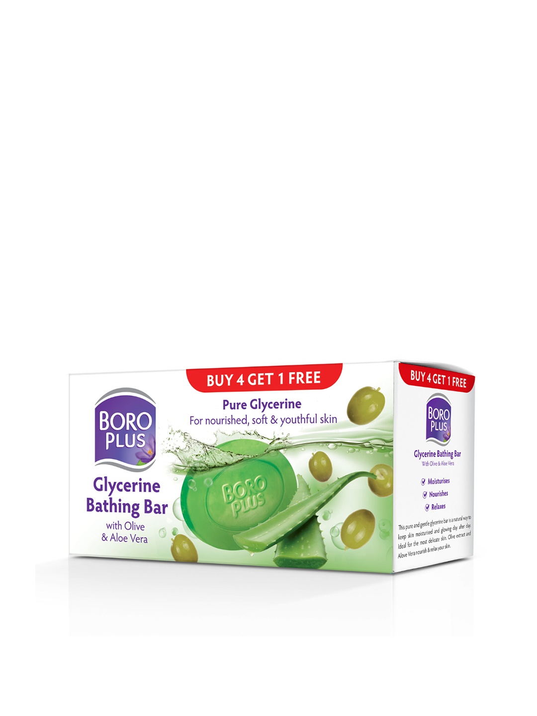 BOROPLUS Set of 5 Pure Glycerine Bathing Bar with Olive & Aloe Vera - 125 g Each, Green
BOROPLUS Set of 5 Pure Glycerine Bathing Bar with Olive & Aloe Vera - 125 g Each, Green
