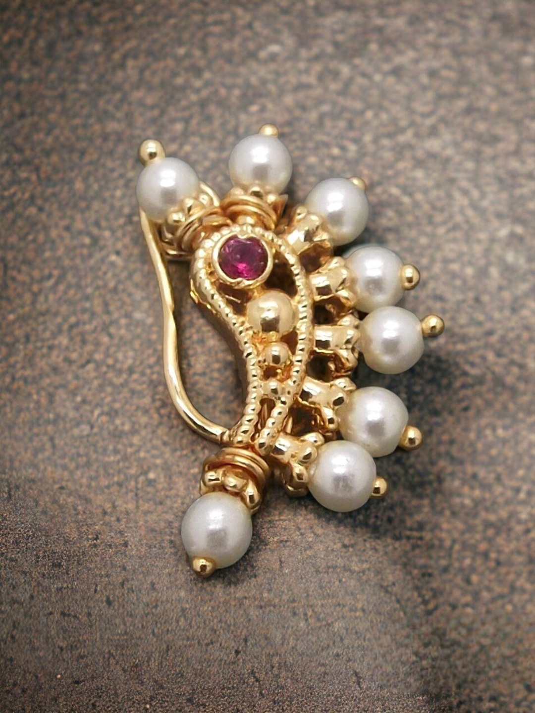 FEMMIBELLA Gold-Plated Beaded Nose Ring