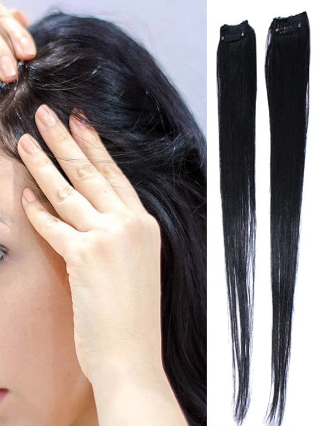 CHANDERKASH Set Of 2 Synthetic Single Clip In 16 Inch Straight Hair Extensions - Black
CHANDERKASH Set Of 2 Synthetic Single Clip In 16 Inch Straight Hair Extensions - Black