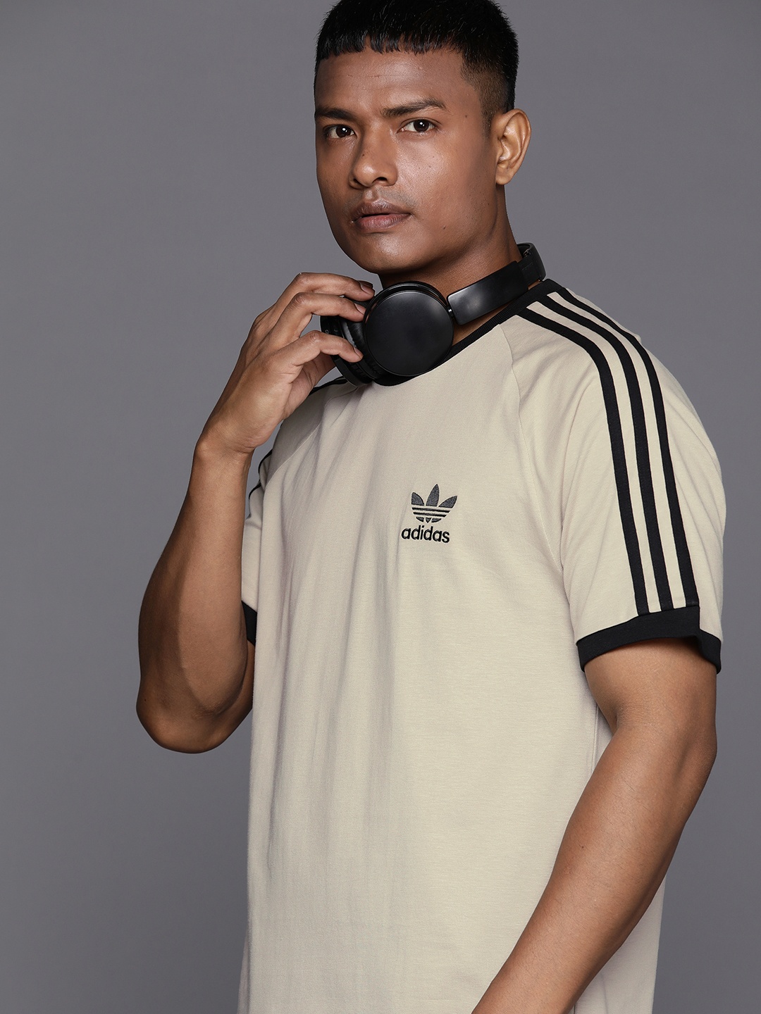 ADIDAS Originals Cotton Classics 3-Stripes T-shirt, Beige