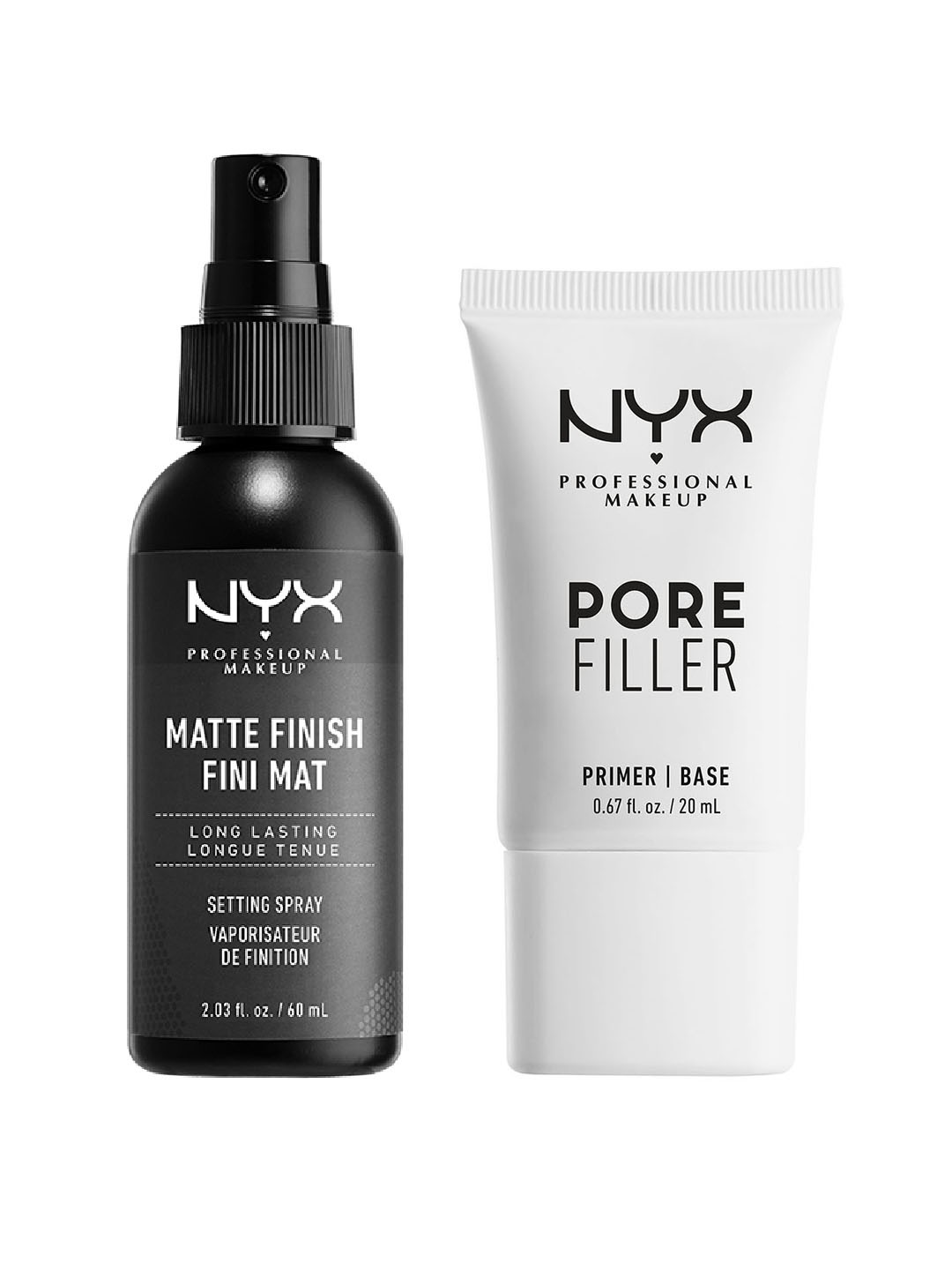 NYX PROFESSIONAL MAKEUP Matte Finish Setting Spray 60ml & Pore Filler Blurring Primer 20ml, Black
NYX PROFESSIONAL MAKEUP Matte Finish Setting Spray 60ml & Pore Filler Blurring Primer 20ml, Black