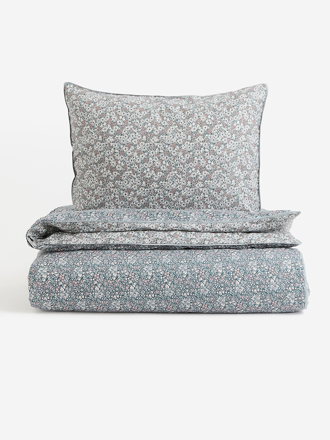 H&M Green Cotton Single Duvet Cover Set