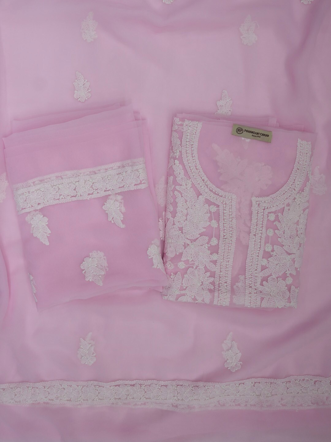 PARAMOUNT CHIKAN Ethnic Motifs Embroidered Chikankari Unstitched Dress Material, Pink
PARAMOUNT CHIKAN Ethnic Motifs Embroidered Chikankari Unstitched Dress Material, Pink