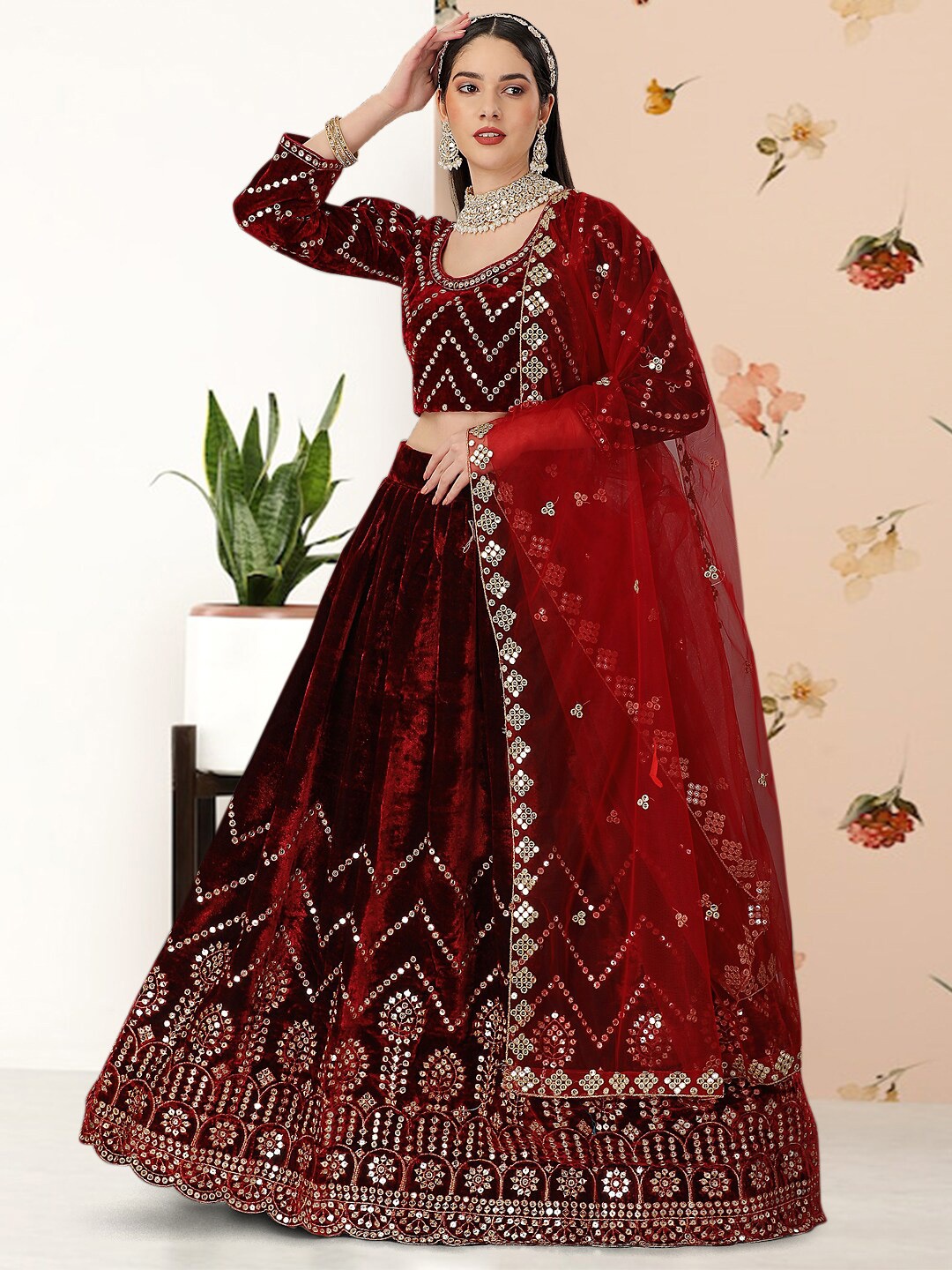 Angroop Embroidered Thread Work Semi-Stitched Lehenga & Unstitched Blouse With Dupatta, Maroon
Angroop Embroidered Thread Work Semi-Stitched Lehenga & Unstitched Blouse With Dupatta, Maroon