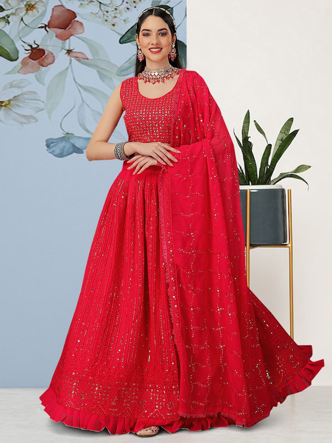 Angroop Sequinned Embroidered Semi-Stitched Lehenga & Unstitched Blouse With Dupatta, Fuchsia
Angroop Sequinned Embroidered Semi-Stitched Lehenga & Unstitched Blouse With Dupatta, Fuchsia