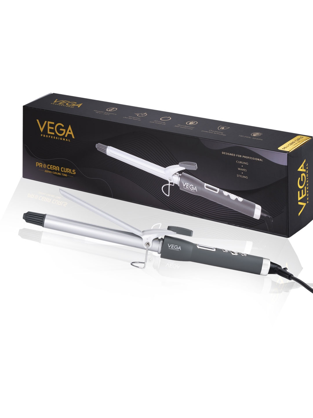 VEGA PROFESSIONAL VPMCT-03 Pro Cera Curls 22mm Barrel Hair Curler - Silver Toned
VEGA PROFESSIONAL VPMCT-03 Pro Cera Curls 22mm Barrel Hair Curler - Silver Toned