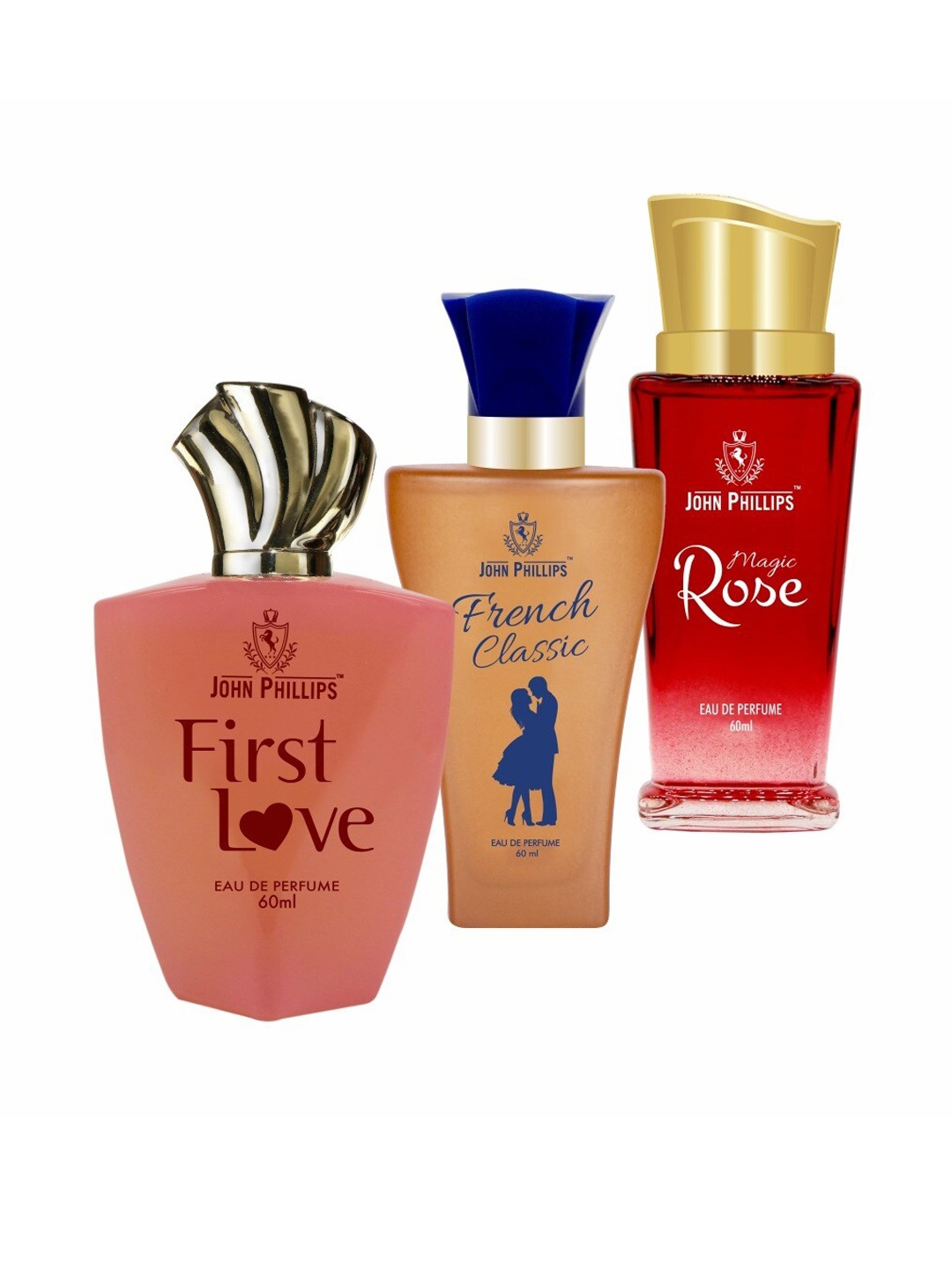 JOHN PHILLIPS Set of 3 Eau De Parfum 60 ml each - First Love + French Classic + Magic Rose, Red
JOHN PHILLIPS Set of 3 Eau De Parfum 60 ml each - First Love + French Classic + Magic Rose, Red