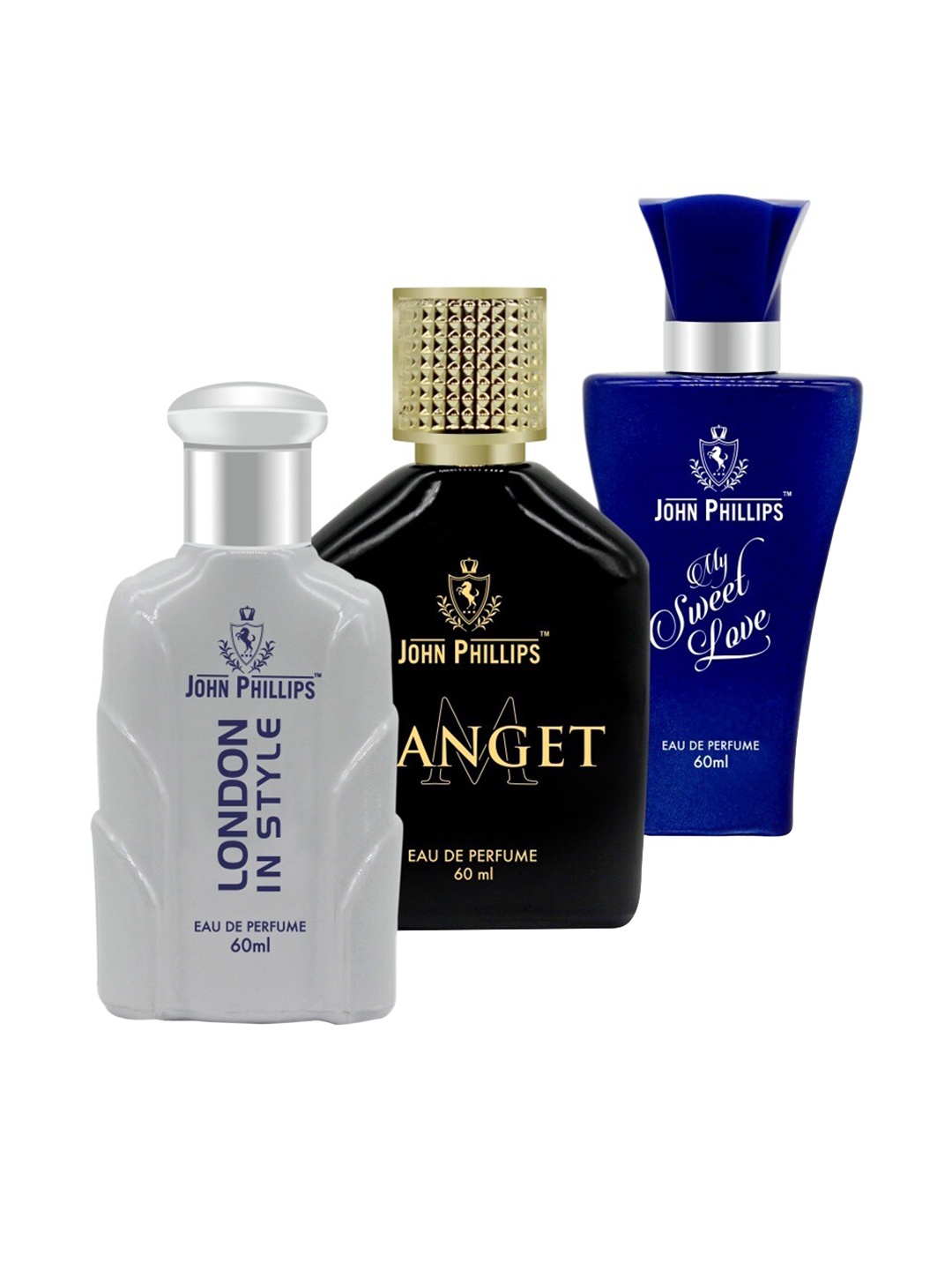 JOHN PHILLIPS Set of 3 Eau De Parfum 60ml Each-London In Style + Manget + My Sweet Love, Transparent
JOHN PHILLIPS Set of 3 Eau De Parfum 60ml Each-London In Style + Manget + My Sweet Love, Transparent