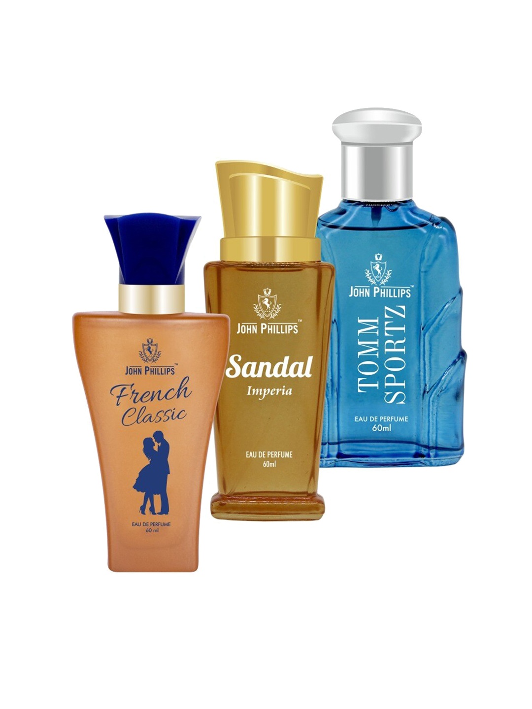 JOHN PHILLIPS Set of 3 Eau De Parfum 60 ml each - French Classic + Sandal + Tomm Sportz, Rust
JOHN PHILLIPS Set of 3 Eau De Parfum 60 ml each - French Classic + Sandal + Tomm Sportz, Rust