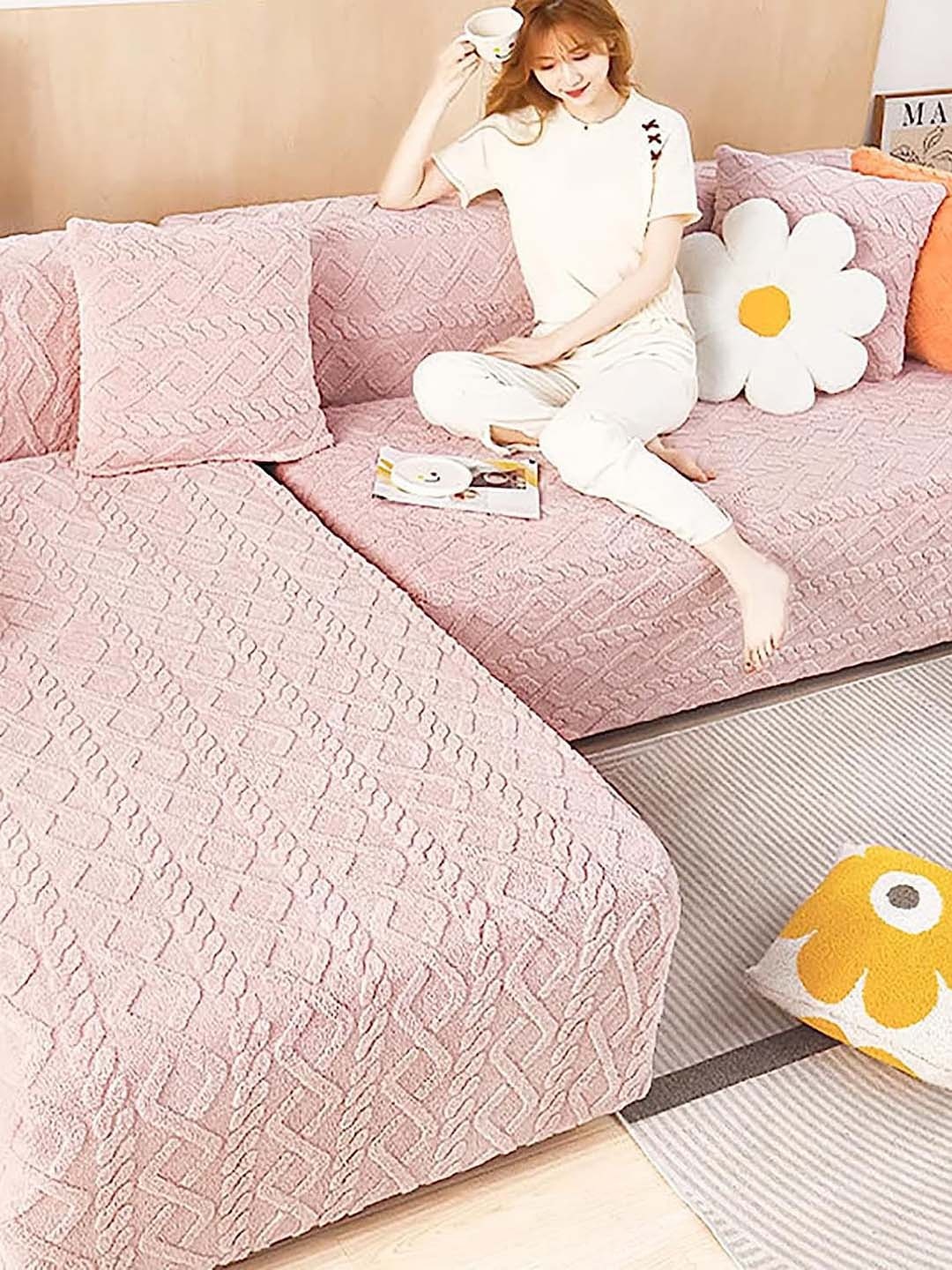 HOUSE OF QUIRK Pink 1 Seater Thick Jacquard Flexible Stretch Sofa Covers With Arms
HOUSE OF QUIRK Pink 1 Seater Thick Jacquard Flexible Stretch Sofa Covers With Arms