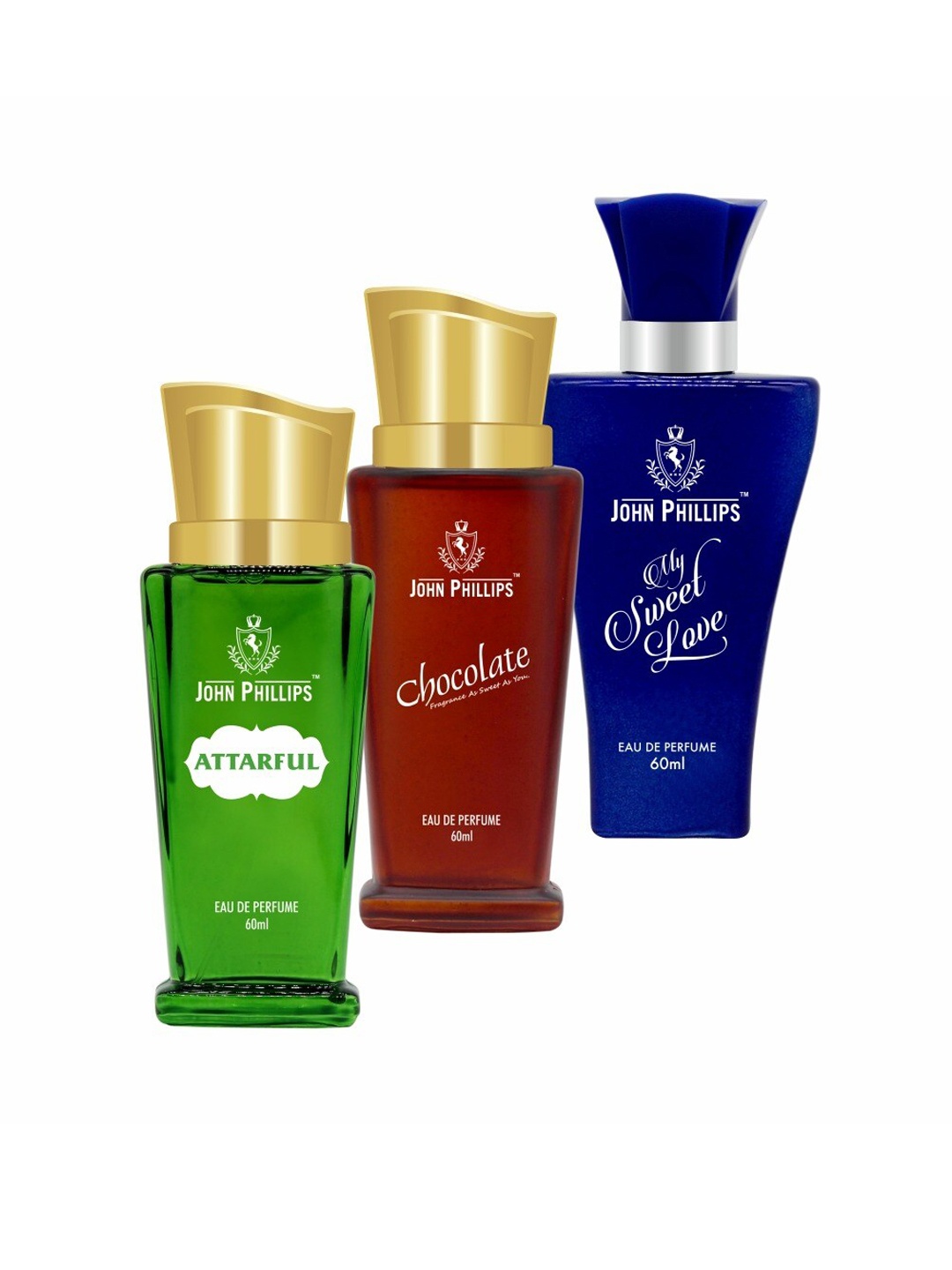 JOHN PHILLIPS Set of 3 Eau De Parfum - Attarful + Chocolate + My Sweet Love - 60ml Each, Green
JOHN PHILLIPS Set of 3 Eau De Parfum - Attarful + Chocolate + My Sweet Love - 60ml Each, Green