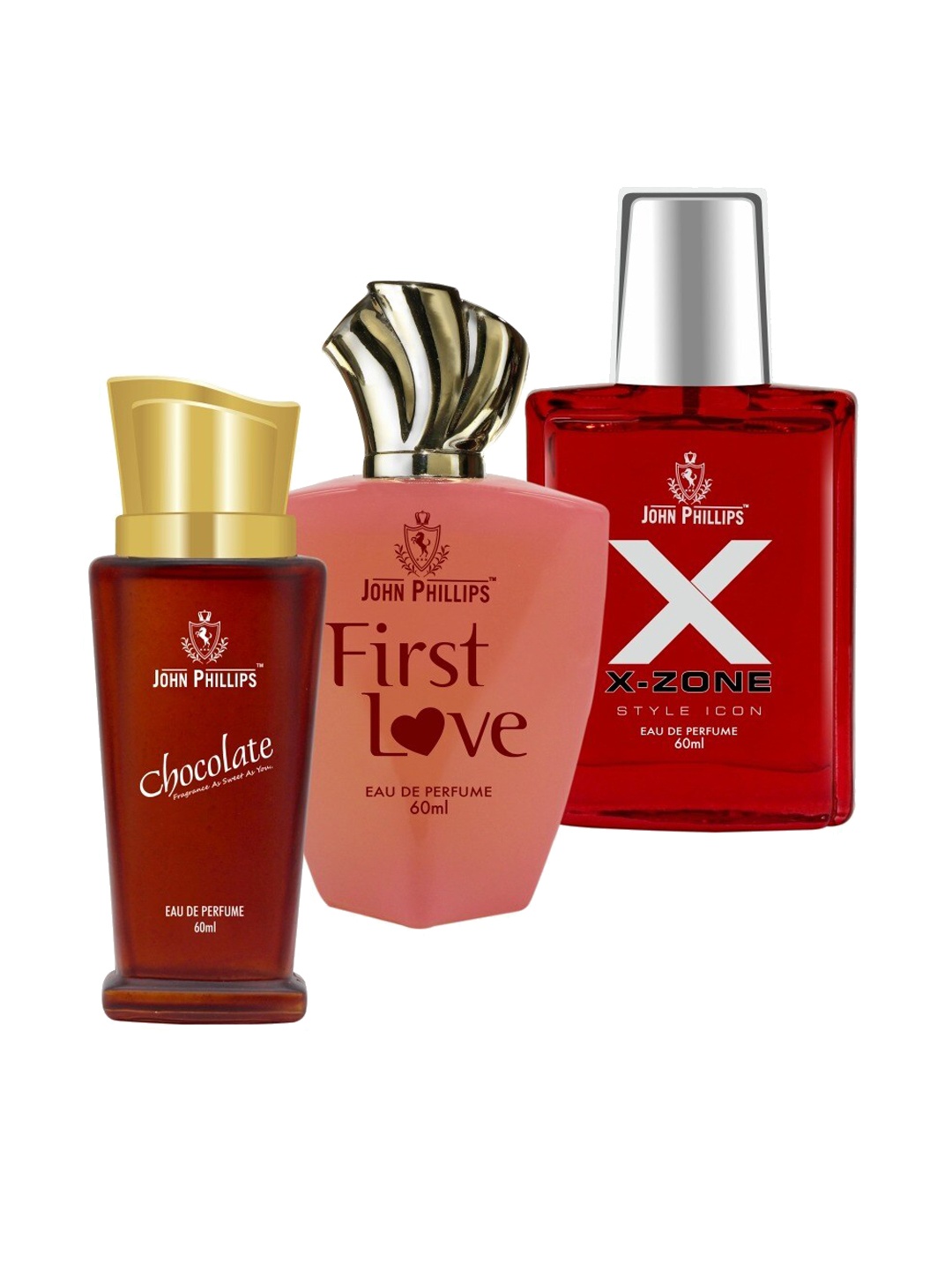 JOHN PHILLIPS Set of 3 Eau De Parfum - Chocolate + First Love + XX-Zone - 60ml Each, Red
JOHN PHILLIPS Set of 3 Eau De Parfum - Chocolate + First Love + XX-Zone - 60ml Each, Red
