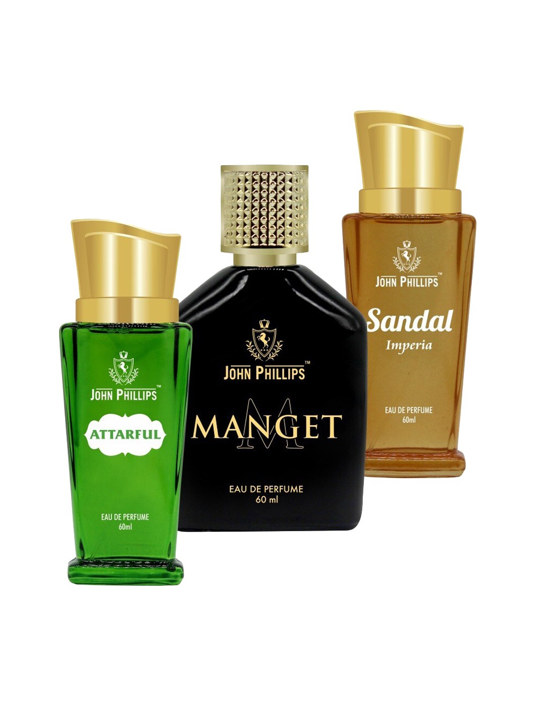 JOHN PHILLIPS Set of 3 Eau De Parfum - Attarful + Manget + Sandal Imperia - 60ml Each, Black
JOHN PHILLIPS Set of 3 Eau De Parfum - Attarful + Manget + Sandal Imperia - 60ml Each, Black