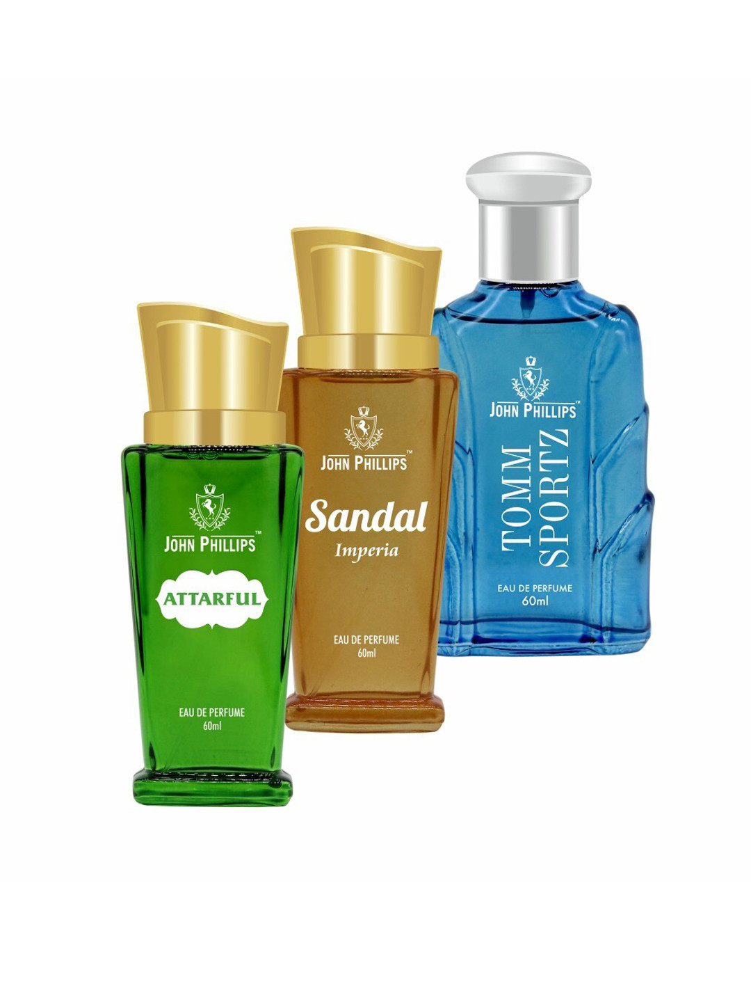 JOHN PHILLIPS Set of 3 Eau De Parfum - Attarful + Sandal Imperia + Tomm Sportz - 60ml Each, Green 
JOHN PHILLIPS Set of 3 Eau De Parfum - Attarful + Sandal Imperia + Tomm Sportz - 60ml Each, Green