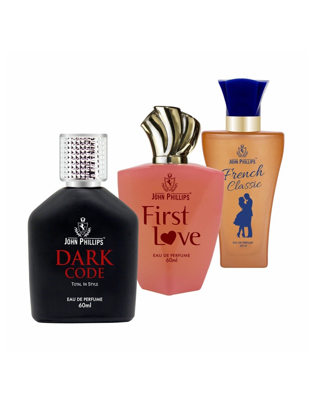 JOHN PHILLIPS Set of 3 Eau De Parfum 60ml Each-Dark Code + First Love + French Connection, Pink
JOHN PHILLIPS Set of 3 Eau De Parfum 60ml Each-Dark Code + First Love + French Connection, Pink