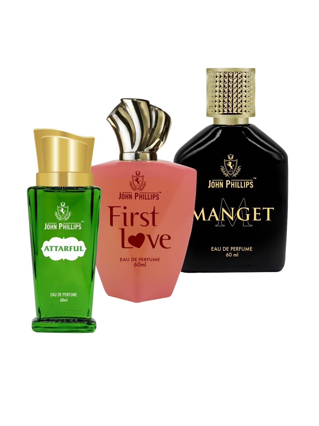 JOHN PHILLIPS Set of 3 Eau De Parfum 60 ml each - Attarful + First Love + Manget, Black
JOHN PHILLIPS Set of 3 Eau De Parfum 60 ml each - Attarful + First Love + Manget, Black