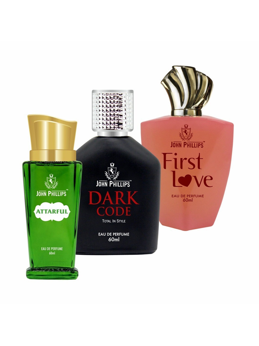 JOHN PHILLIPS Set of 3 Eau De Parfum 60ml Each-Dark Code - First Love - Attarful, Green
JOHN PHILLIPS Set of 3 Eau De Parfum 60ml Each-Dark Code - First Love - Attarful, Green