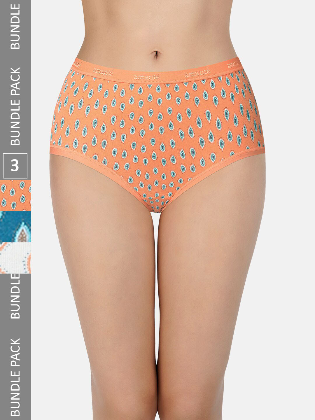 Amante Women Pack Of 3 Printed High-Rise Hipster Briefs PPK53101-C515, Orange
Amante Women Pack Of 3 Printed High-Rise Hipster Briefs PPK53101-C515, Orange
