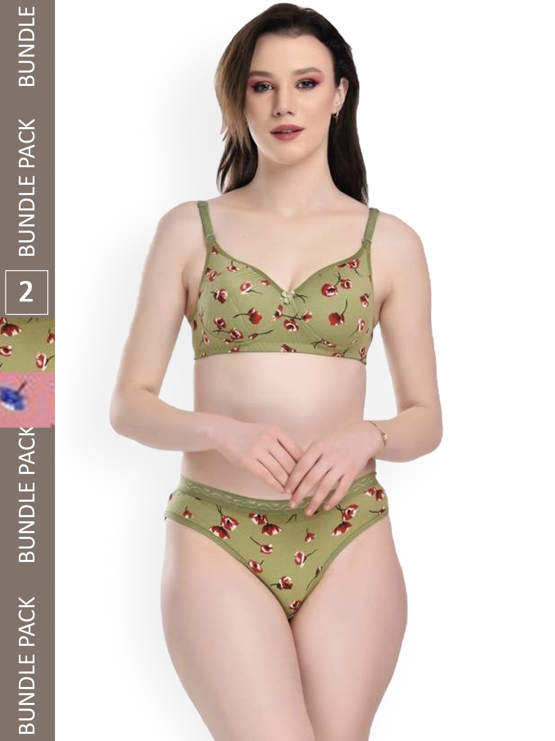 Aamarsh Pack Of 2 Printed Cotton Lingerie Set AD_Kali Set_Pink,Green_30
