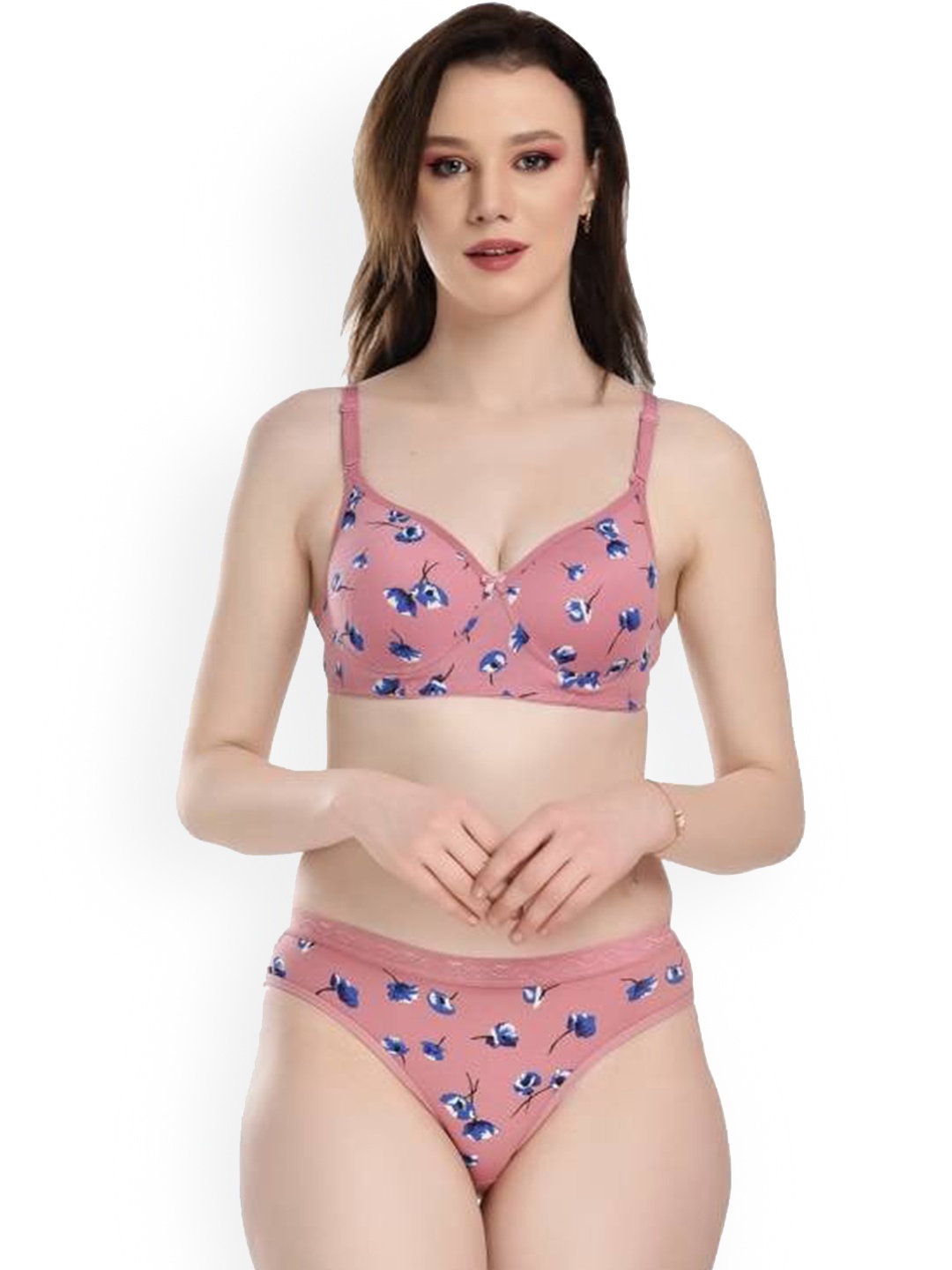 AROUSY Women Printed Cotton Lingerie Set AD_Kali Set_Pink_30