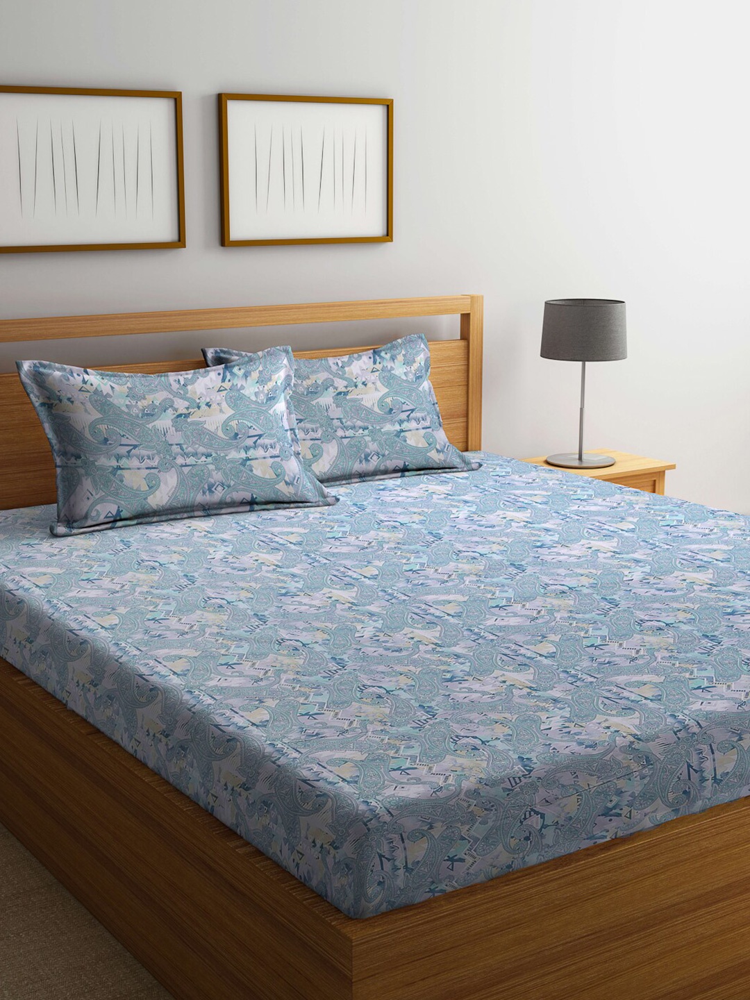 FABINALIV Blue & Grey Ethnic Motifs 300 TC Cotton King Bedsheet with 2 Pillow Covers
FABINALIV Blue & Grey Ethnic Motifs 300 TC Cotton King Bedsheet with 2 Pillow Covers