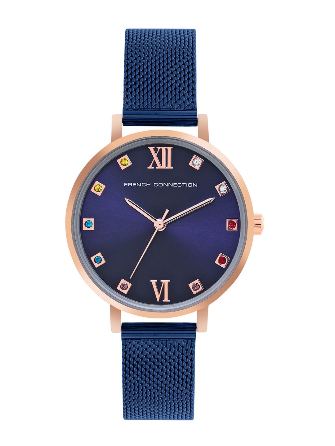 French Connection Women Embellished Dial & Stainless Steel Bracelet Style Straps Analogue Watch FCN00068G, Blue
French Connection Women Embellished Dial & Stainless Steel Bracelet Style Straps Analogue Watch FCN00068G, Blue