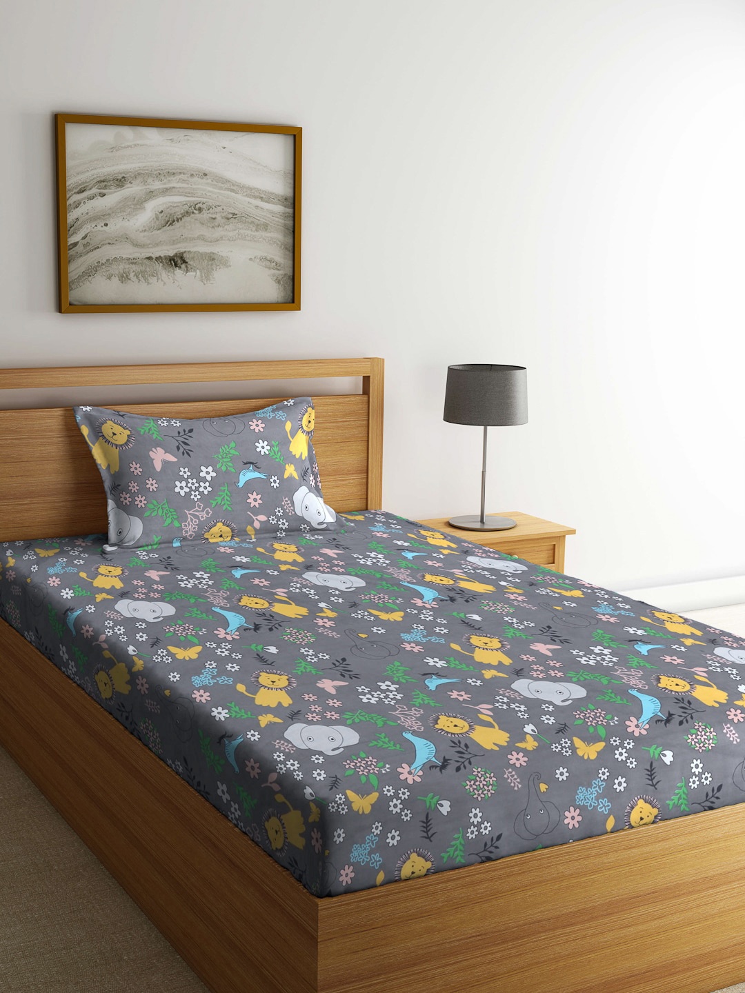 FABINALIV Grey & Blue Cartoon Characters 300 TC Single Bedsheet With Pillow Cover
FABINALIV Grey & Blue Cartoon Characters 300 TC Single Bedsheet With Pillow Cover