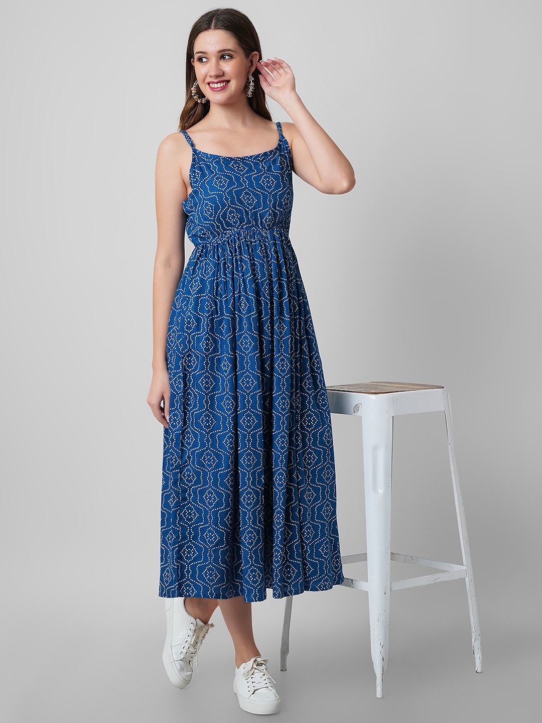 Mollar Bandhani Ethnic Motifs Printed Shoulder Strap Gathered Fit & Flare Midi Dress, Teal
Mollar Bandhani Ethnic Motifs Printed Shoulder Strap Gathered Fit & Flare Midi Dress, Teal