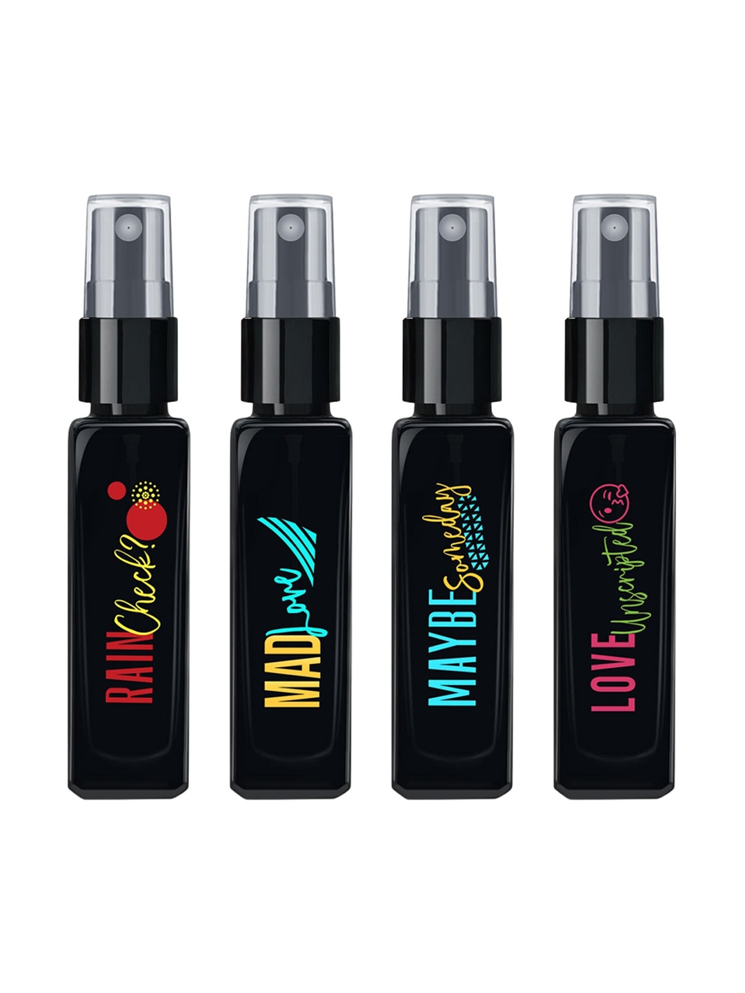 Maryaj Set of 4 Eau De Parfum 8 ml Each-Rain Check-Mad Love-Maybe Somebody-Love Unscripted, Black
Maryaj Set of 4 Eau De Parfum 8 ml Each-Rain Check-Mad Love-Maybe Somebody-Love Unscripted, Black