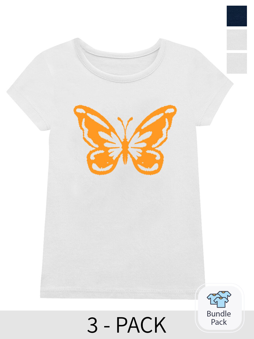 A.T.U.N. Girls Pack of 3 Printed T-shirt, White 
A.T.U.N. Girls Pack of 3 Printed T-shirt, White