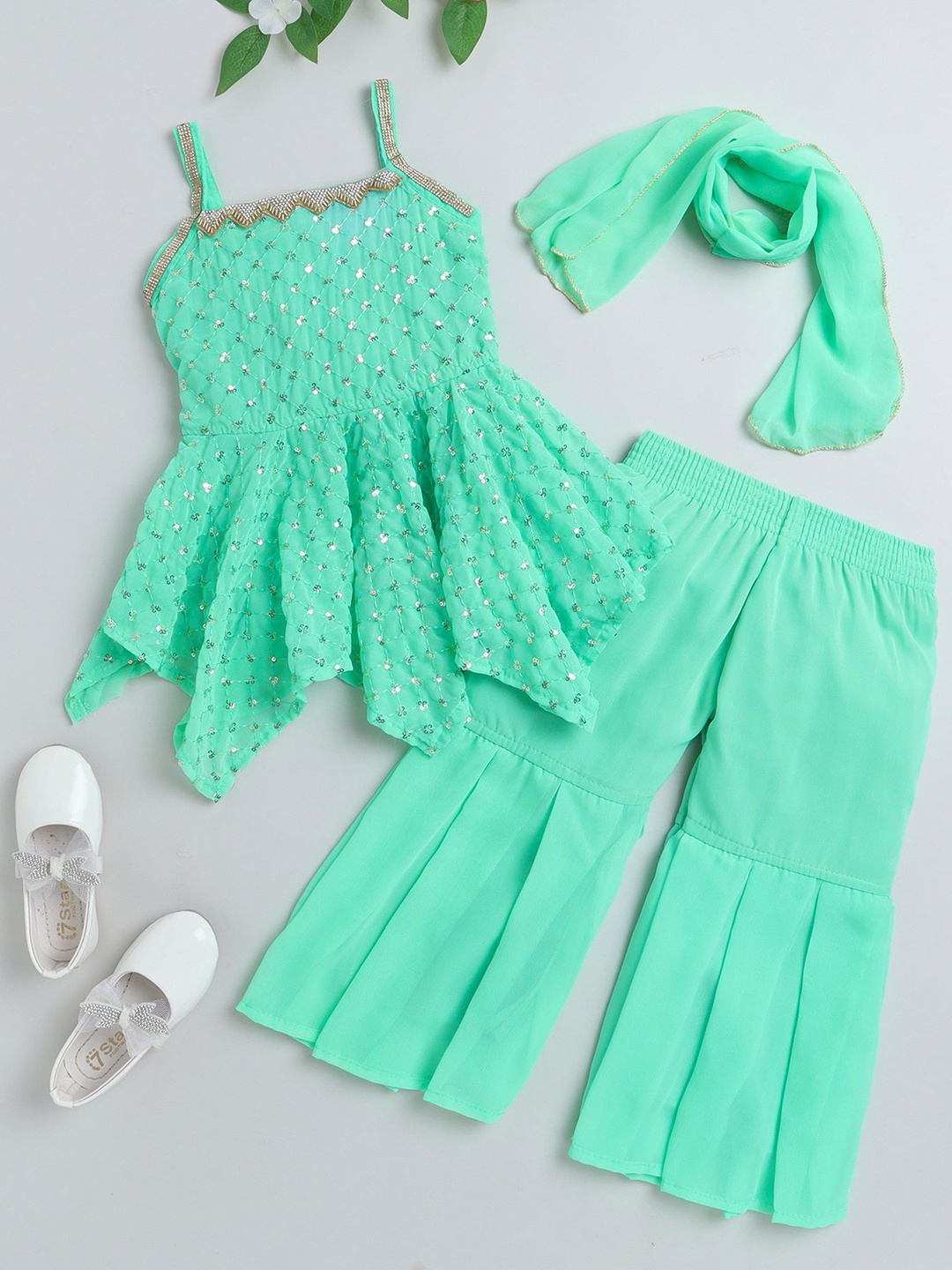 MANY FROCKS & Girls Embroidered Empire Sequinned Kurta With Sharara & Dupatta, Green
MANY FROCKS & Girls Embroidered Empire Sequinned Kurta With Sharara & Dupatta, Green