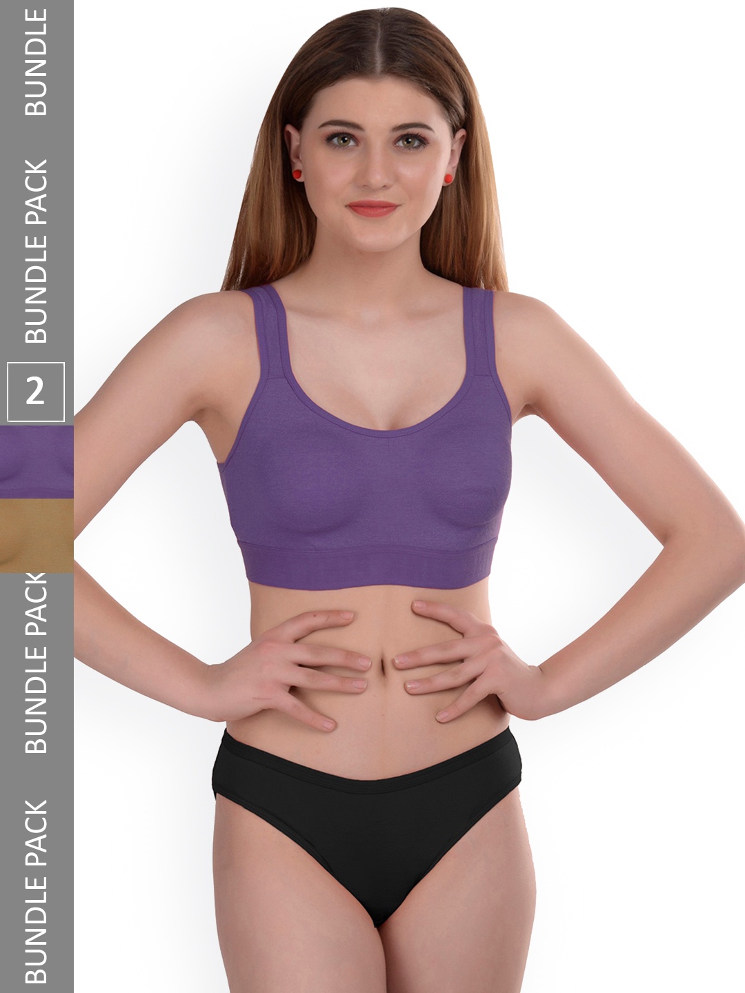 Aamarsh Pack Of 2 Cotton Lingerie Set AP_R_Gayla Set_Purple,Brown_30