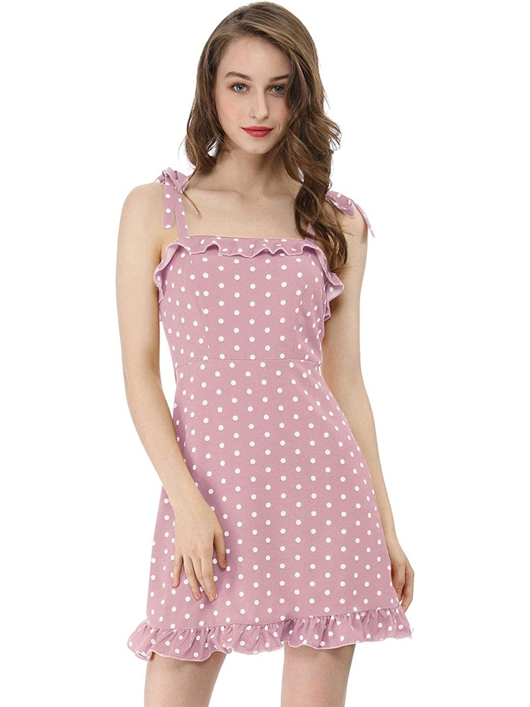 Samsara Couture Polka Dot Printed Shoulder Straps Gathered or Pleated A-Line Dress, Pink
Samsara Couture Polka Dot Printed Shoulder Straps Gathered or Pleated A-Line Dress, Pink