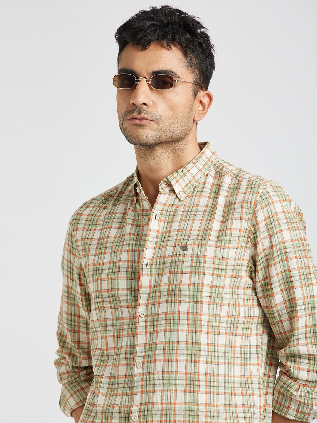 THE BEAR HOUSE Slim Fit Tartan Checked Button-Down Collar Pure Cotton Casual Shirt, Beige
THE BEAR HOUSE Slim Fit Tartan Checked Button-Down Collar Pure Cotton Casual Shirt, Beige