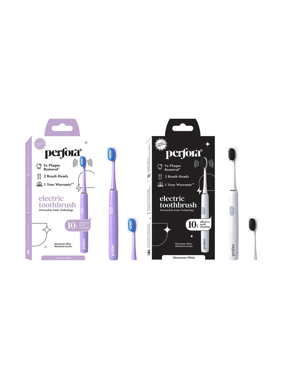 Perfora Set Of 2 Sonic Electric Toothbrush - Lilac Lavender & Moonstone White, Purple
Perfora Set Of 2 Sonic Electric Toothbrush - Lilac Lavender & Moonstone White, Purple