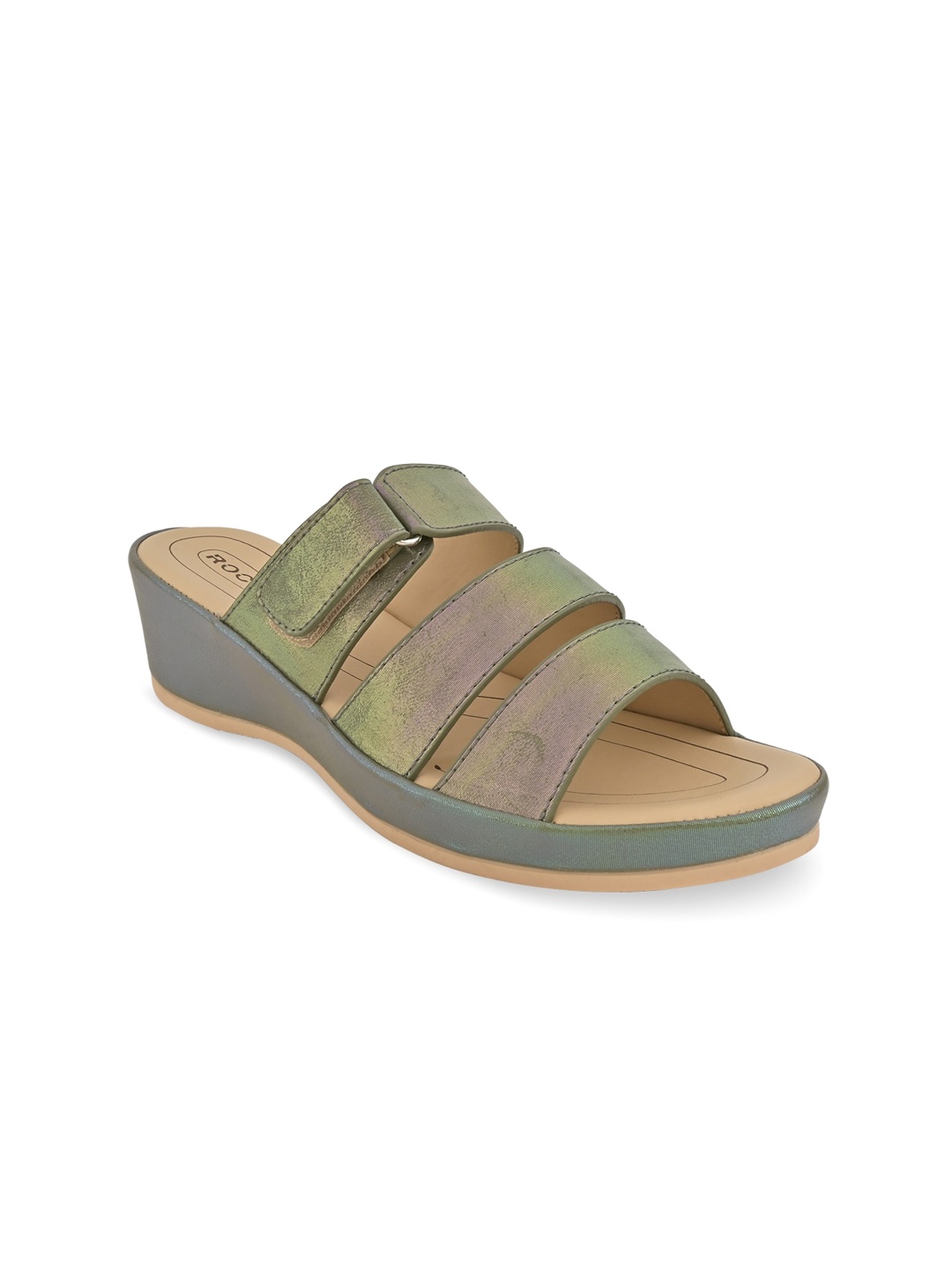 Rocia Solid Comfort Heels, Green