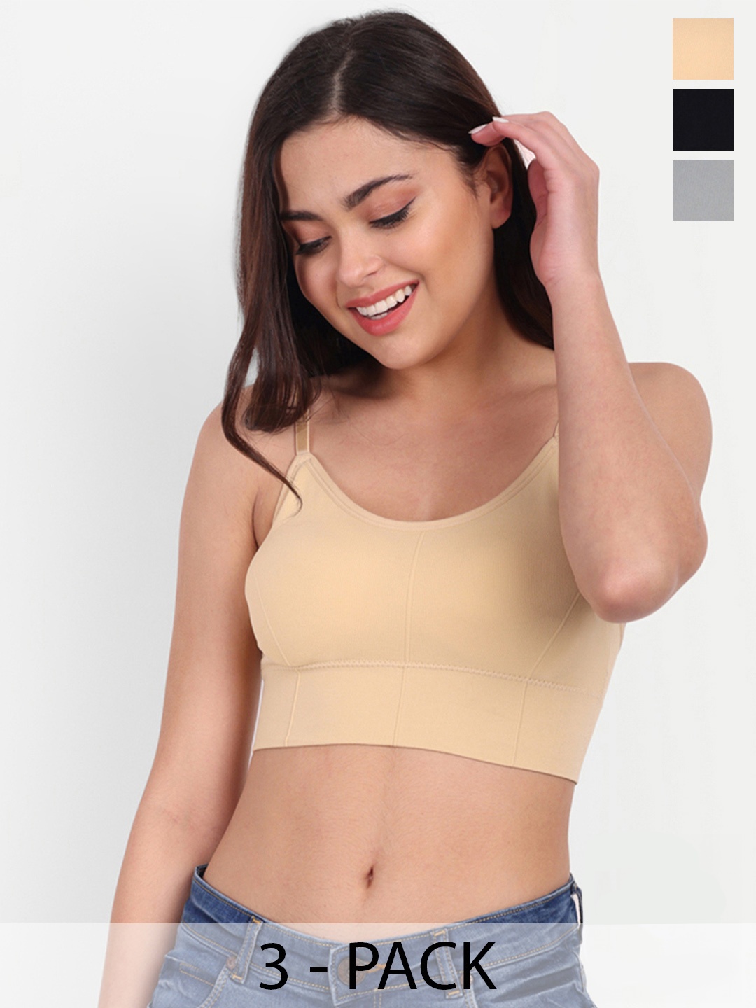 TOM & GEE Pack of 3 Full Coverage Removable Padding Bralette Bra All Day Comfort, Beige
TOM & GEE Pack of 3 Full Coverage Removable Padding Bralette Bra All Day Comfort, Beige