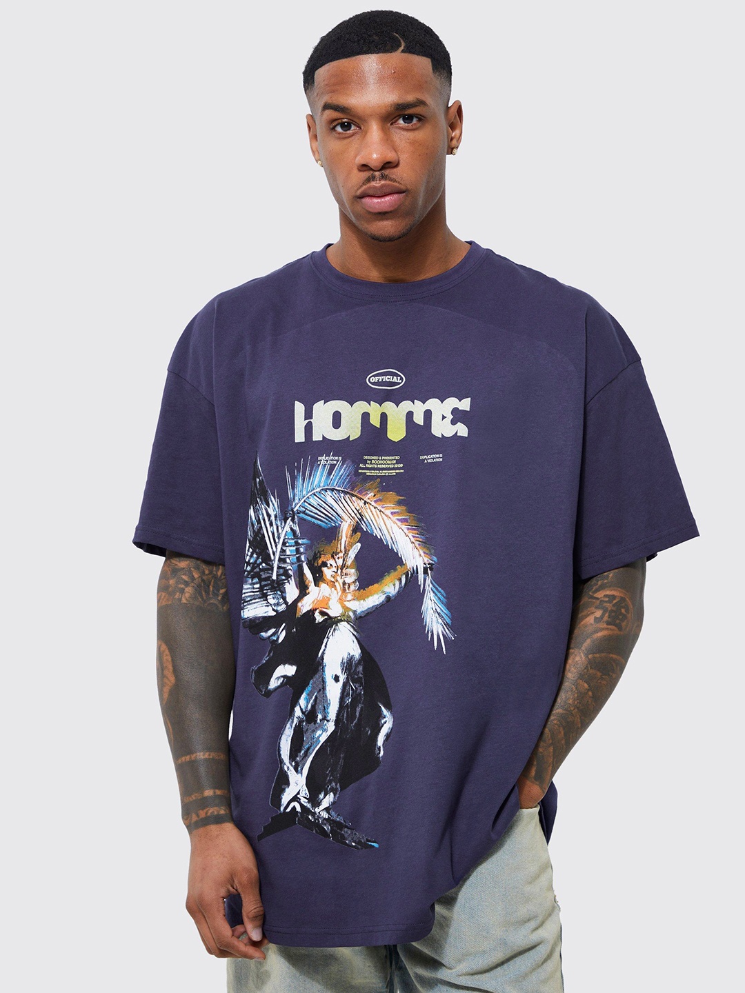 boohooMAN Oversized Printed Drop-Shoulder Sleeves Pure Cotton Longline T-shirt, Blue
boohooMAN Oversized Printed Drop-Shoulder Sleeves Pure Cotton Longline T-shirt, Blue