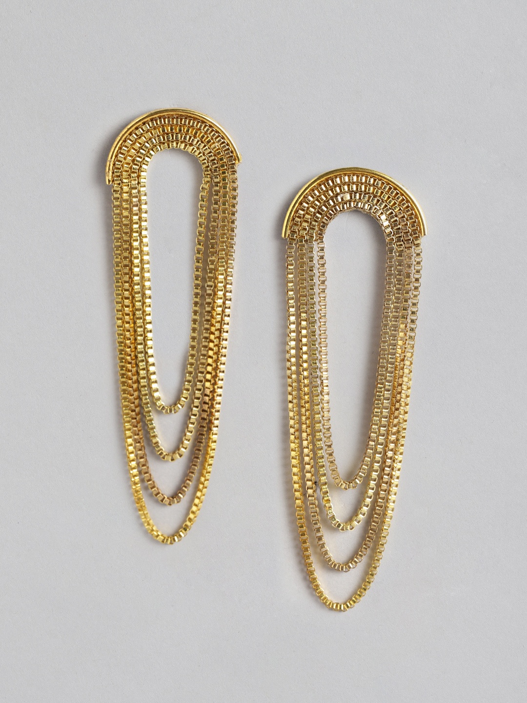 DressBerry Oval Shaped Drop Earrings, Gold
