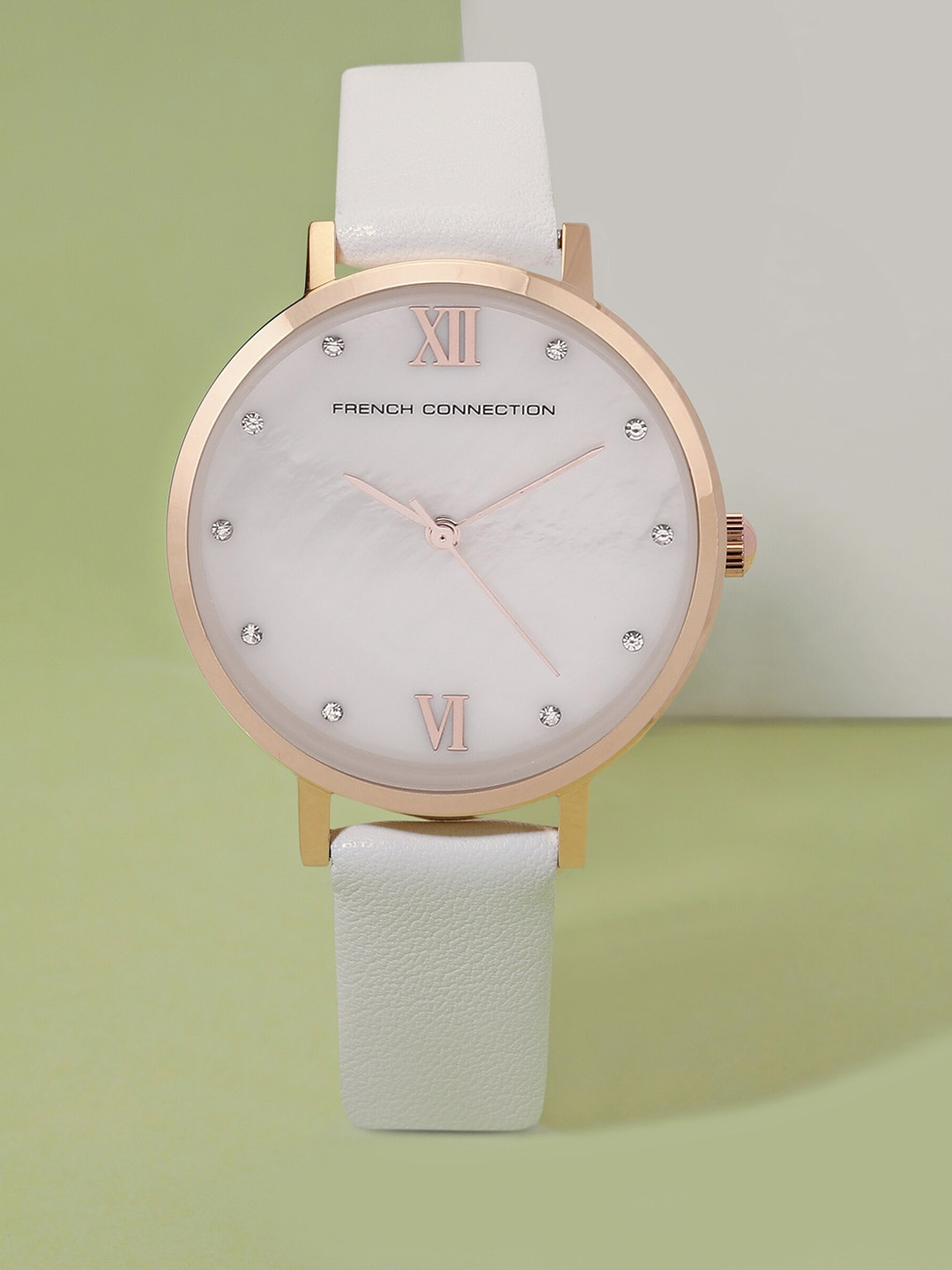 French Connection Women Embellished Dial & Leather Straps Analogue Watch FCN00065E, White
French Connection Women Embellished Dial & Leather Straps Analogue Watch FCN00065E, White