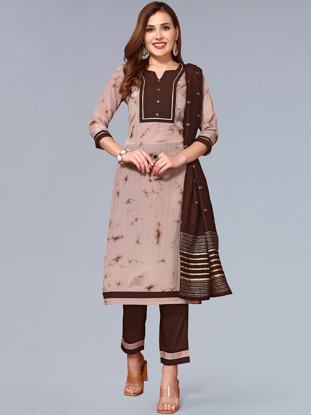 KALINI Ombre Printed Regular Kurta With Trousers & Dupatta, Peach 
KALINI Ombre Printed Regular Kurta With Trousers & Dupatta, Peach