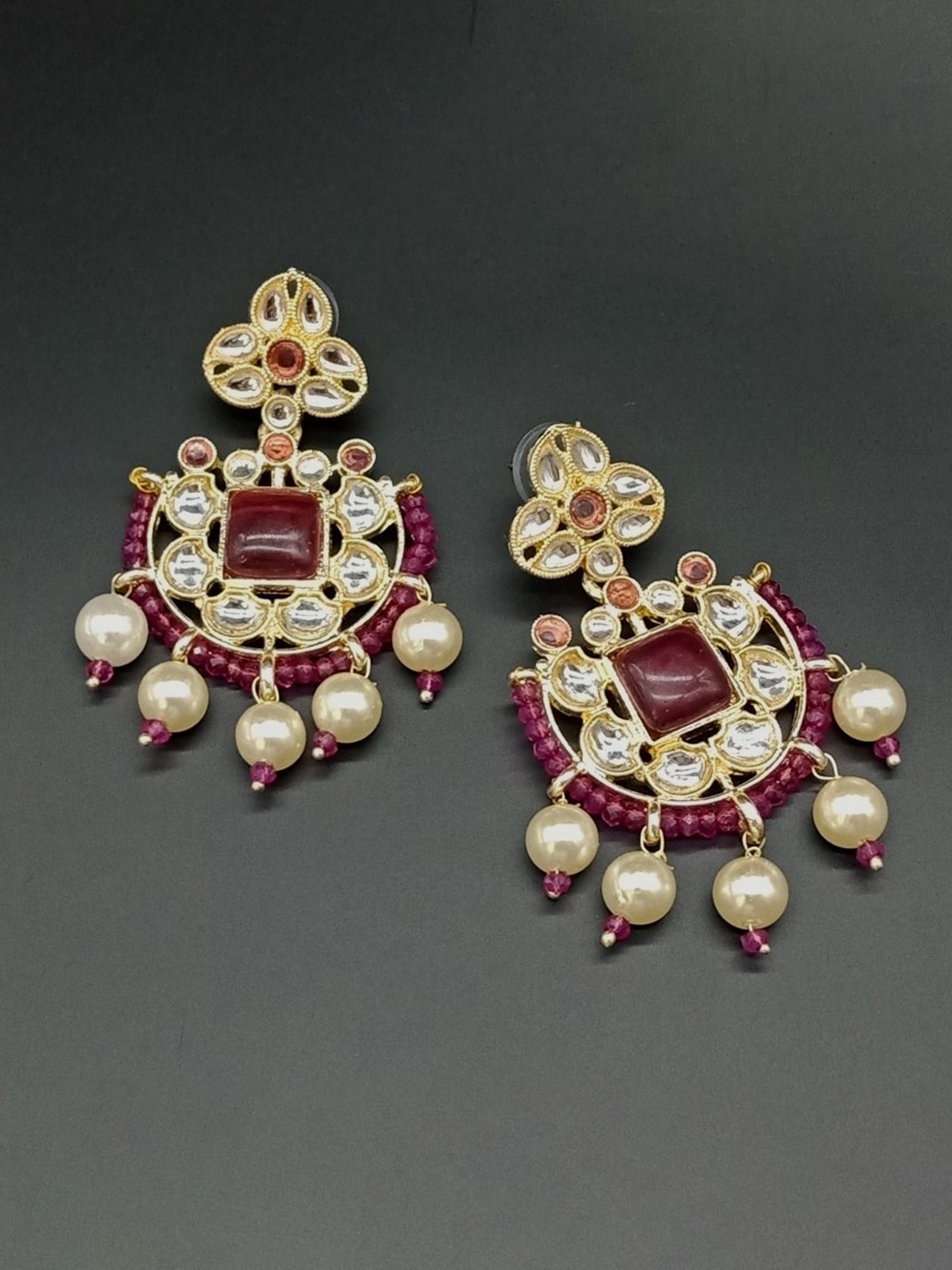 AASHISH IMITATION Gold-Plated Contemporary Drop Earrings, Purple