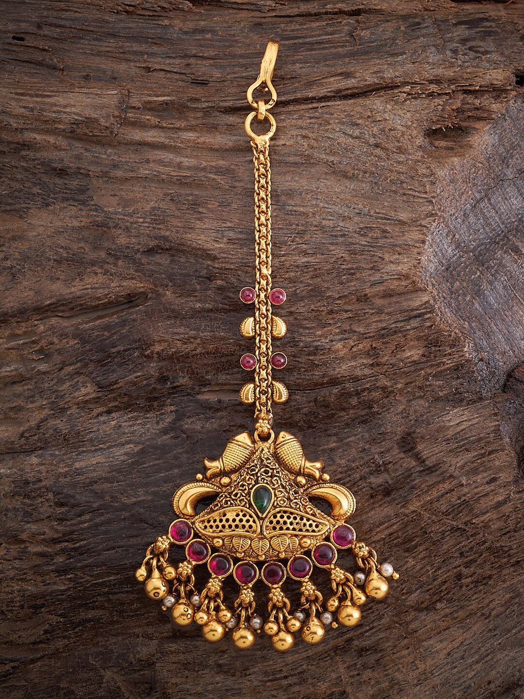 Kushal's Fashion Jewellery Rhodium-Plated 92.5 Pure Silver Stone Studded Temple Maangtikka, Gold
Kushal's Fashion Jewellery Rhodium-Plated 92.5 Pure Silver Stone Studded Temple Maangtikka, Gold