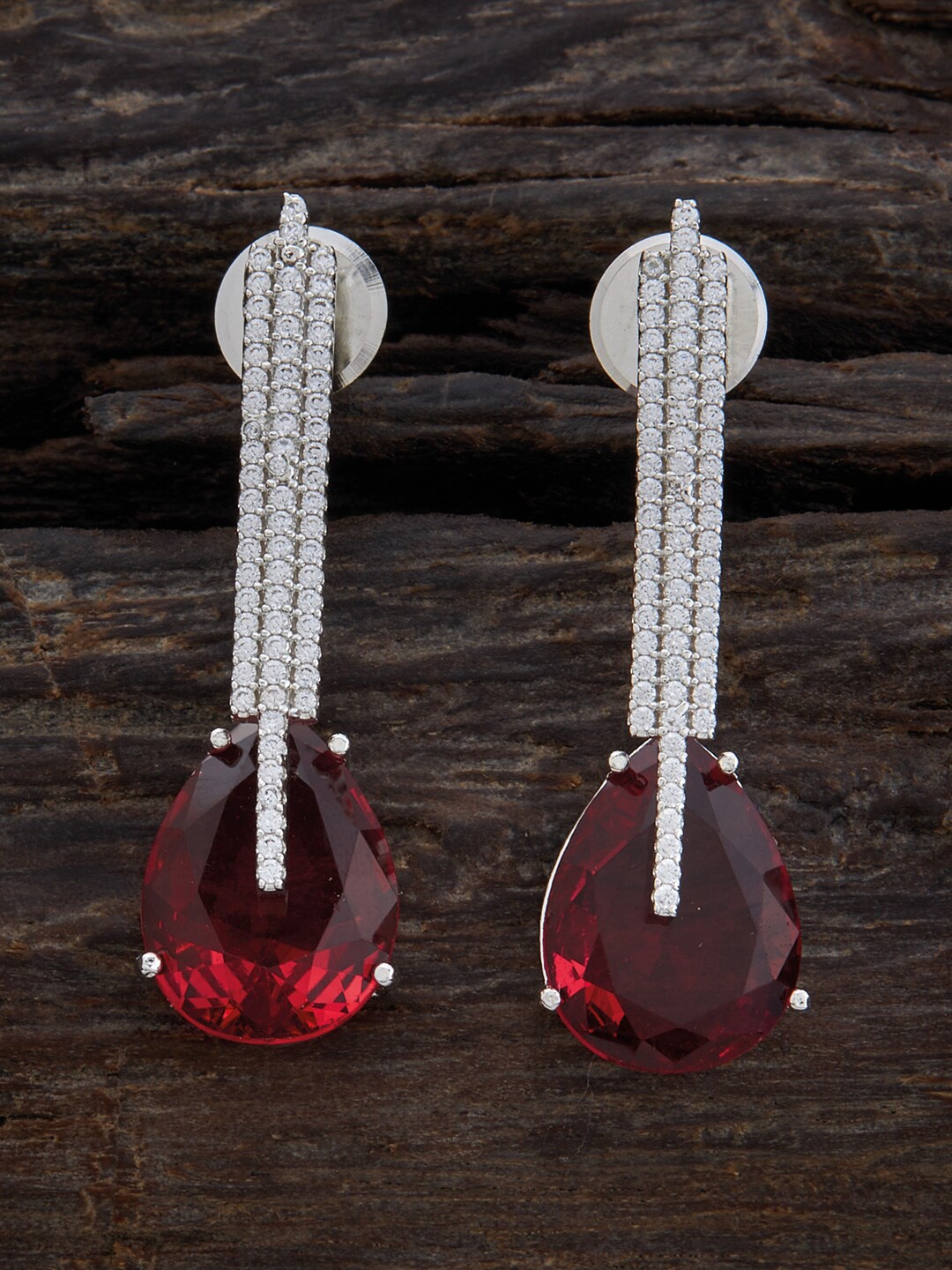 Kushal's Fashion Jewellery Rhodium-Plated Cubic Zirconia Studded Teardrop Drop Earrings, Red
Kushal's Fashion Jewellery Rhodium-Plated Cubic Zirconia Studded Teardrop Drop Earrings, Red